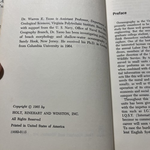 Warren E. Yasso OCEANOGRAPHY First Edition 1966 SIGNED Study of Inner Space - Bild 5 von 9