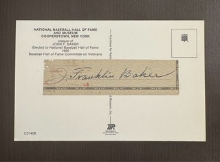 Frank Baker Signed HOF Plaque Postcard Yellow JSA Authentic Full Letter Gorgeous