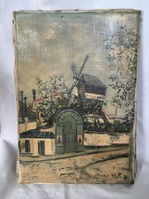 Ancien Tableau Moulin de la Galette à Montmartre Déco Vintage Rétro 
