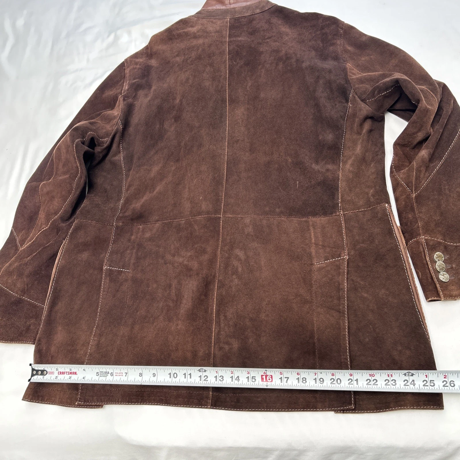 GIMO'S MENSWEAR Suede XL Jacket Brown Leather Utility Safari Field Blazer Italy - product detail image 19