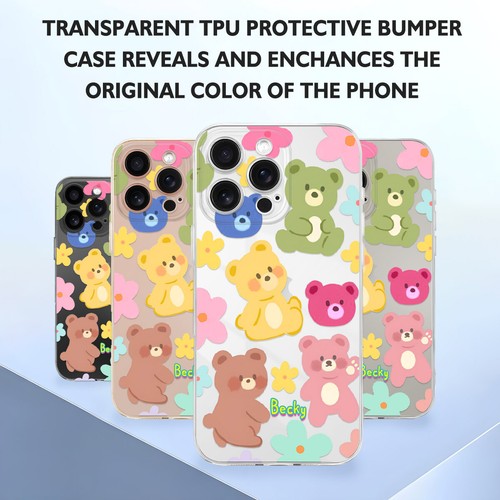 For iPhone 16e 14 13 12 11 15 Pro Custom Phone Case Cartoon Silicone Skin Cover - Picture 89 of 105