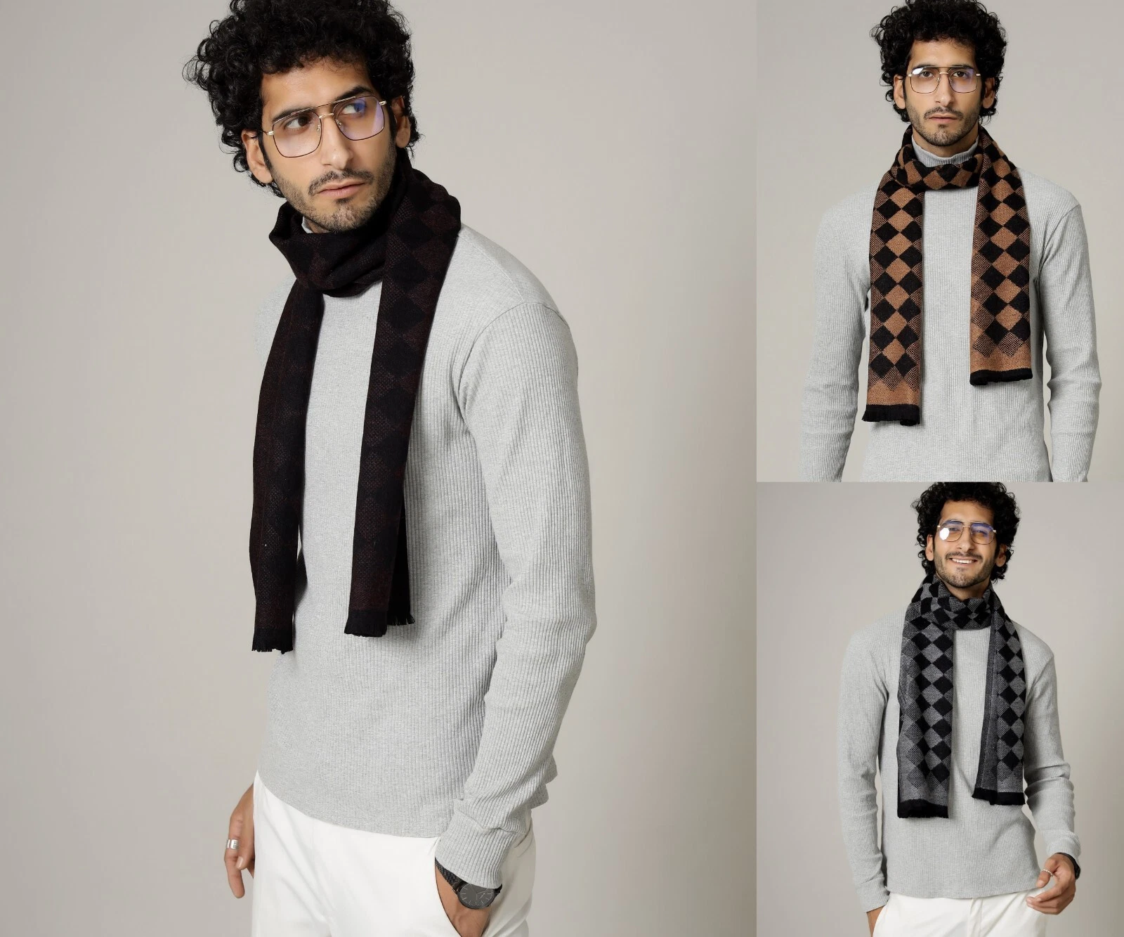 Men Cashmere Scarf Winter Warm & Soft Hand Made Neck Wrap Long Wool Scarf 72"