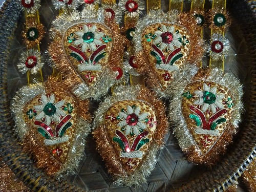 Garlands Christmas Decorations Original Handmade Indian Zardosi Embroidery Vtg - Picture 11 of 12