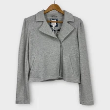 LC Lauren Conrad Women’s Size Medium Heather Gray Zip Front Casual Moto Jacket