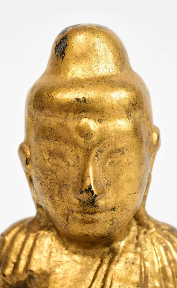 19th Century, Mandalay, Antique Burmese Wooden Seated Lotus Buddha - Image 2 of 4