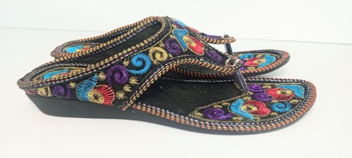 Mojari Multi Color Sandals Slippers Handmade Jutti Punjabi Shoes US Style - Picture 5 of 7