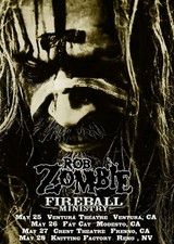 ROB ZOMBIE /FIREBALL MINISTRY "WEST COAST TOUR 2011" CONCERT POSTER -Metal Music