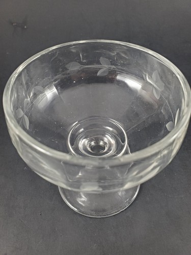 Set Of 4 Vintage Champagne Sherbet Glasses Etched Floral Leaves Clear Plz Read - Picture 5 of 23