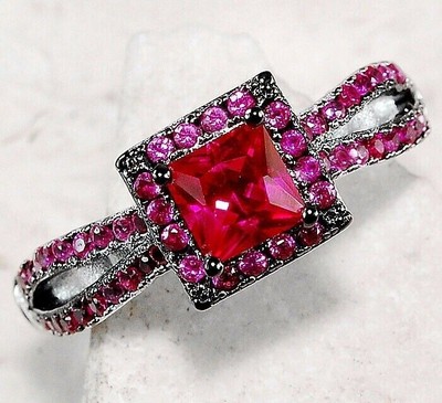 2CT Treated Ruby 925 Solid Sterling Silver Filigree Ring Jewelry Sz 6,7,8,9 MR2