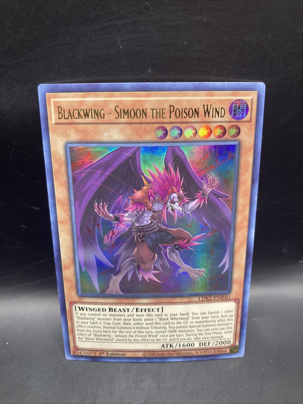 Blackwing Simoon the Poison Wind Blue Rare Card LDS2-EN040 Legendary Duelists Season 2