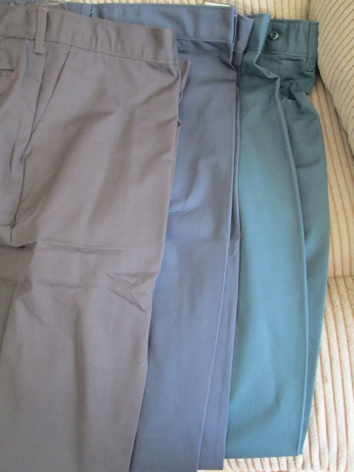 Pantalones Hombre Uniforme de Trabajo Chino Mecánico Gris 34 35 Sin Dobladillo a 37" Plano NUEVO Foto 2 de 3