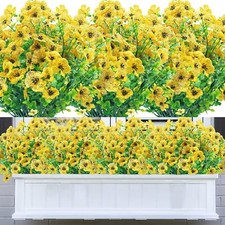 8 Bundles Artificial Flowers Fake Outdoor Plants Faux UV Resistant Outdoor Fl...