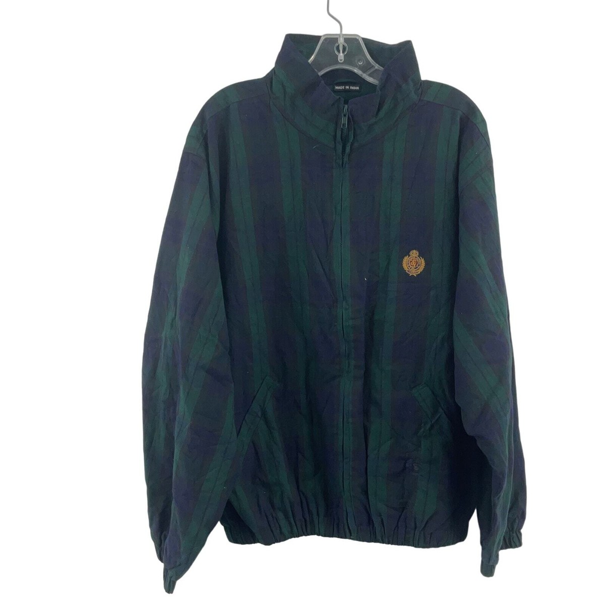 J Riggings Vintage 90s Green & Navy Plaid Cotton Zip-Up J Riggings Vintage 90s Green & Navy Plaid Cotton Zip-Up
