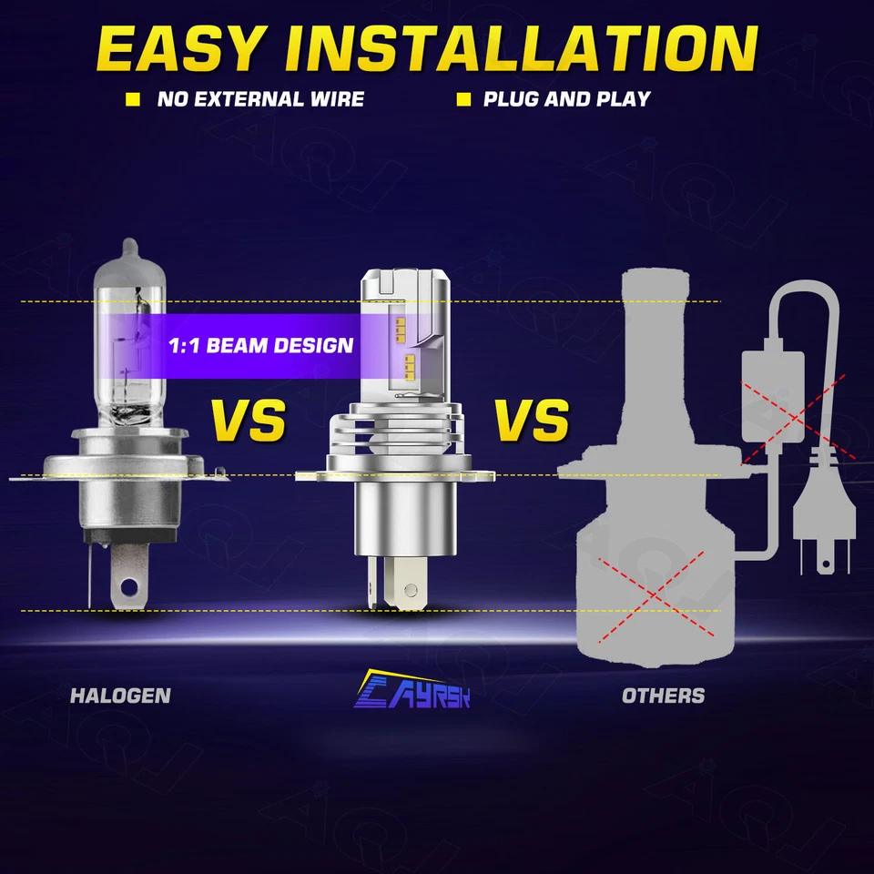 4pcs Fit Ford Ranchero 1977 1978 1979 4x6'' inch LED Headlights Hi/Lo Beam w/DOT - Image 4 of 4