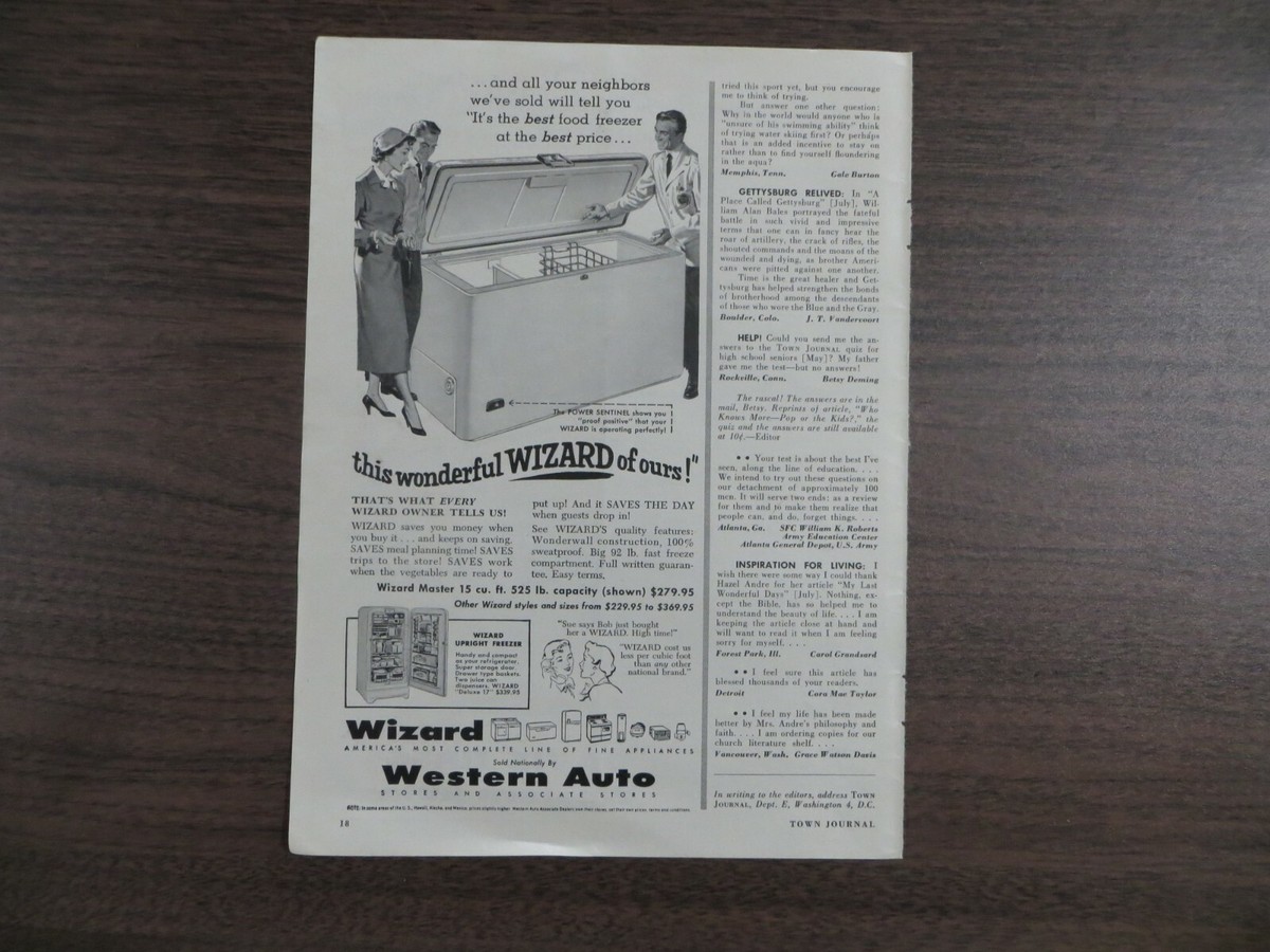 1956 Wizard Western Auto &amp; Hotpoint Appliances Magazine Ads 
