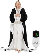 JKMAX Heated Electric Blanket Wearable Throw - Heated Wearable Robe with Slee...