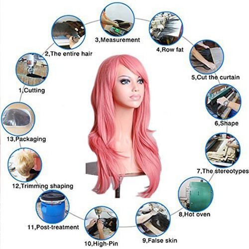 Glueless Ombre Long Wavy Full Wig Costume Anime Halloween Full Wigs Purple Pinkz - Picture 8 of 74