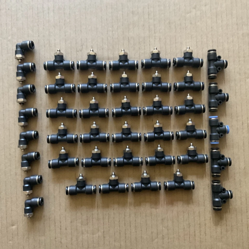 Lot of 42 Push to Connect Elbows, Various T's 1/4 O.D. Hose x M5x0.8 Thread Mnt - Image 2 of 4