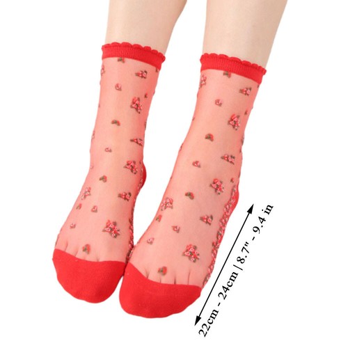 Calcetines mujer ultrafinos verano encaje transparente seda cristal flor 🔥 - Imagen 4 de 30
