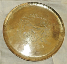 Teller Messing Werkkunst Peters Stolberg 1950 2 Fische Durchm. ca 25,5 cm handge