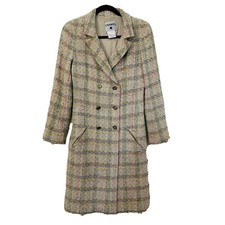 Chanel Tweed Coat Fr 40 Uk 8 Vintage Authentic Genuine