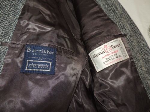 BARRISTER HARRIS TWEED MEN'S HEAVY WOOL HERRINGBONE JACKET COAT 40 SHORT - Picture 6 of 9