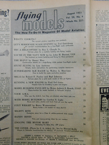 Vintage Flying Models Magazine August 1951 Vol. 58 No. 4 Whole No. 237 Hobby - Picture 4 of 5
