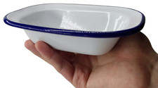 2 PACK FALCON Small Oblong White Enamel Individual Pub Oven Pie Baking Dish 16cm