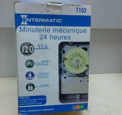 Intermatic T103 Mechanical Time Switch Gray 24 Hrs Indoor 40 Amps 125 V