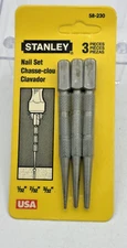 Vintage Stanley Tools 58-230 Hex Head Nail Set 1/32", 2/32", & 3/32" USA NOS