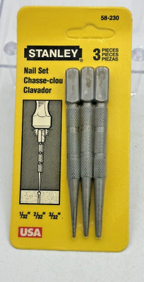 Vintage Stanley Tools 58-230 Hex Head Nail Set 1/32'', 2/32'', & 3/32'' USA NOS