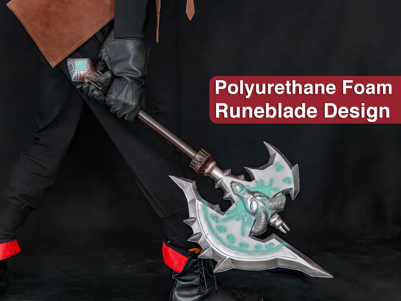 Fantasy War Axe Foam LARP Prop 36" Viking Cosplay Weapon Silver Blue Design