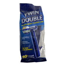 Razors Twin Double Blade Pack 10 Count Disposable Lubrication Strip