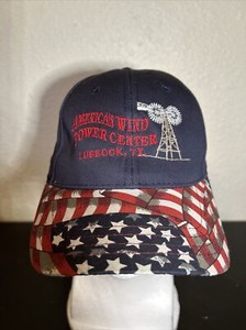 American Wind Power Center Lubbock, TX Patriotic OSFM Embroidered Blue Cap Hat