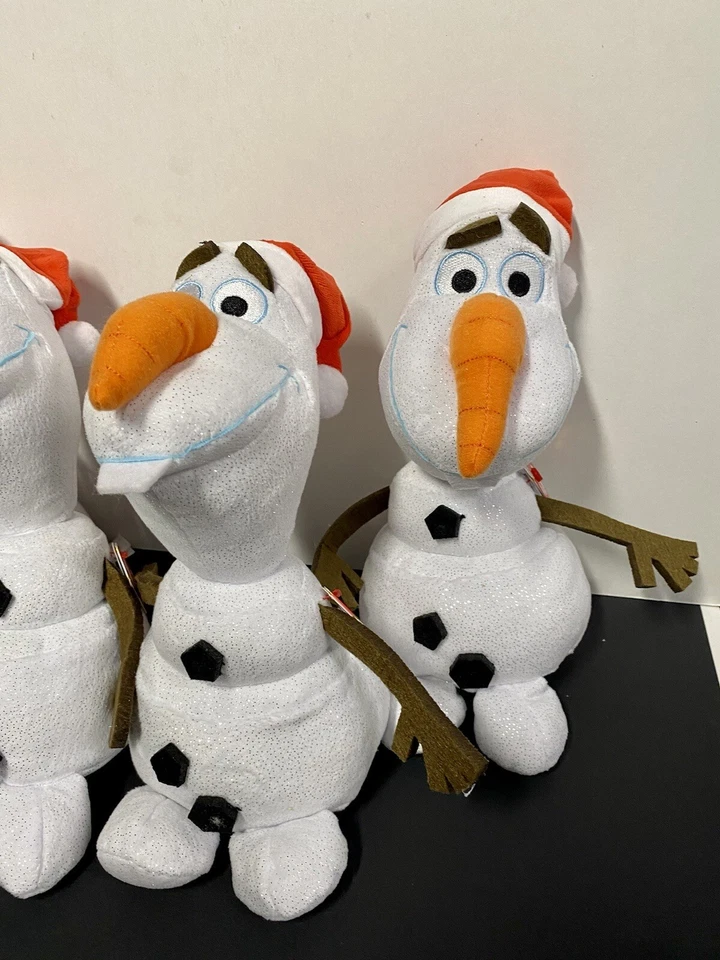 Juego de 4 muñecos de peluche Frozen Olaf 10” Beanie Baby Disney muñeco de nieve brillante con etiquetas Foto 2 de 4