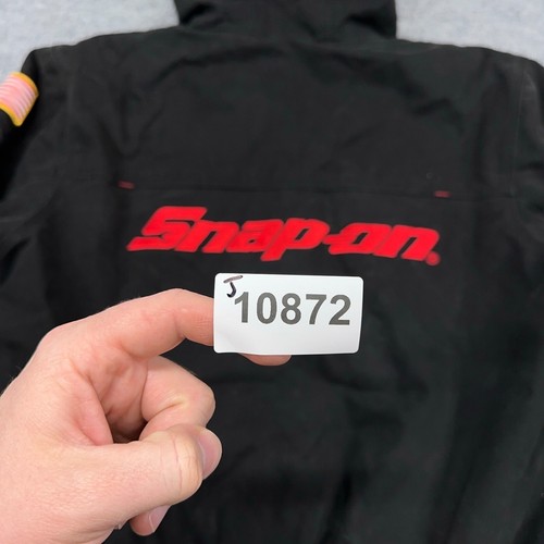 Snap-on Jacket Men Large Black CVC Woven Quilted Lined 95th Hooded Full Zip Work - Picture 12 of 12