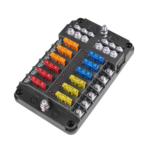 12-Way Blade Block Fuse Box Holder LED Indicator 12V 32V Auto Marine Waterproof - Picture 9 of 12