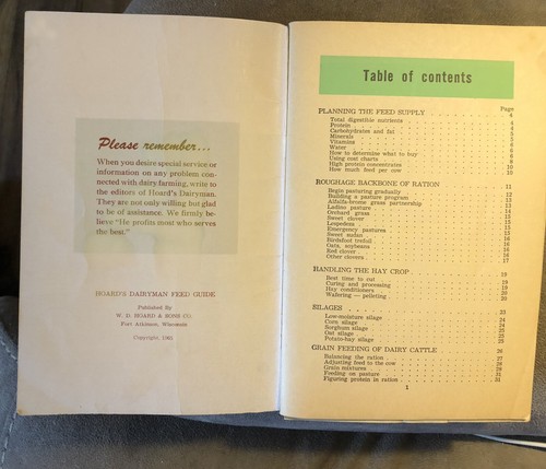Hoards Dairyman Swine And Dairy Cattle Feed Guide 1965 6 X 9” C24 - Foto 5 di 6