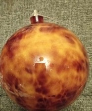 Large Brown And Orange Marbled Plastic Shatterproof Christmas Tree Bauble