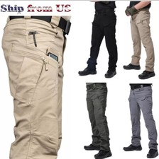 Tactical Mens Cargo Pants Work Combat Pants Outdoor Hiking Waterproof Trousers