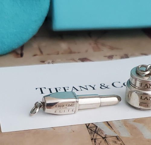 RARE Vintage TIFFANY & Co. Sterling Silver Lipstick & Jar Charm With Box LANCOME - Picture 3 of 9