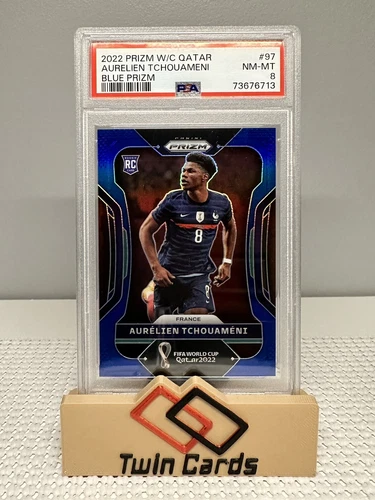2022 Panini World Cup Prizm Aurelien Tchouameni Blue /299 RC  PSA 8 SP France *