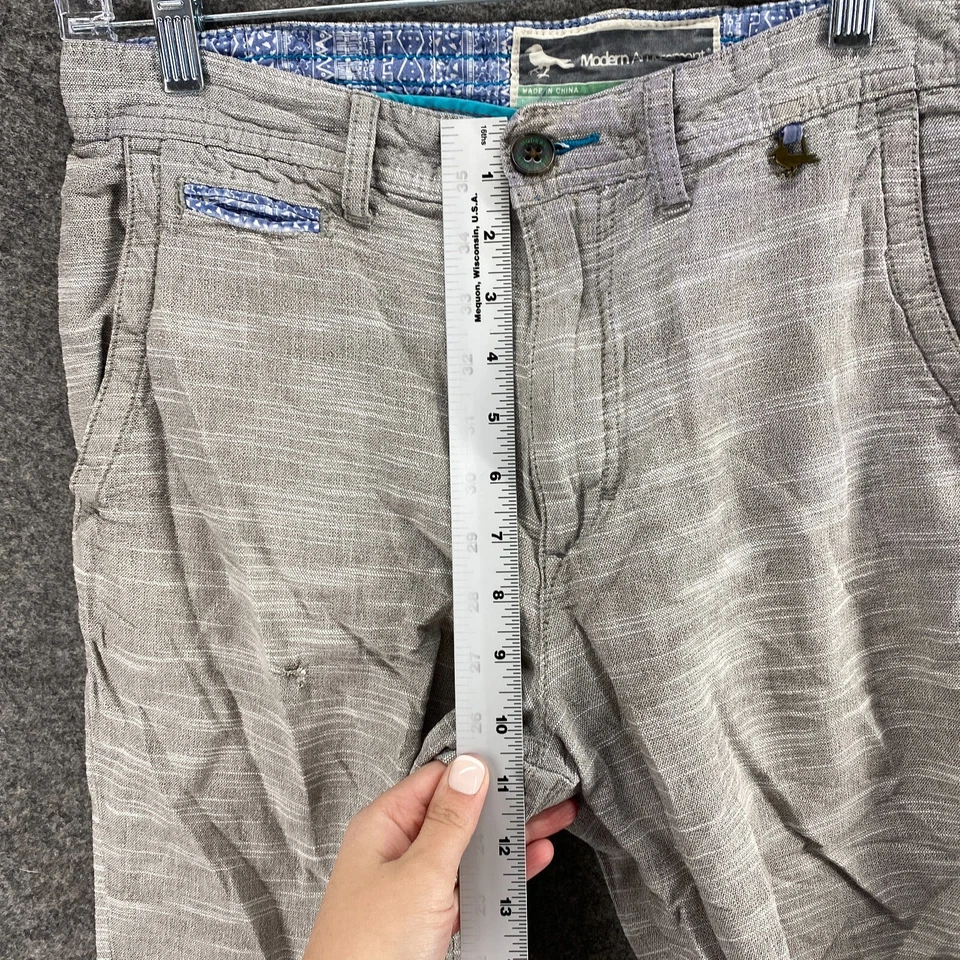 Pantalones Cortos Modernos Diversión Hombres 32 Gris Rayas Tiro Medio Bermudas Bolsillos Algodón Foto 4 de 4