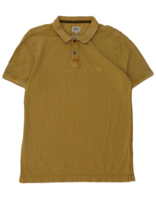 Camel Active Mens Raw Dyed Polo Shirt Large Yellow Cotton CQ08