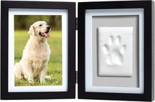 Pearhead Pet Paw Print Photo Frame Kit - Wooden Memorial Keepsake for Dogs Cat