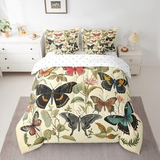 Girls Butterfly Comforter Set Queen Size 7 Pieces Comforters Boho Bohemian Th...