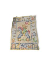 Vintage Gerber Baby Blanket Comforter Crib Quilt Pastel Horse Bear ABCD Animals