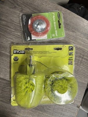 Ryobi A95MP1 2-Pc Medium Bristle Scrubber Multi-Purpose Cleaning Brush Kit