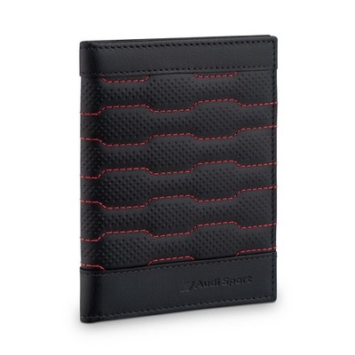 Original Audi Sport Fahrzeugscheinhülle Leder, schwarz/rot