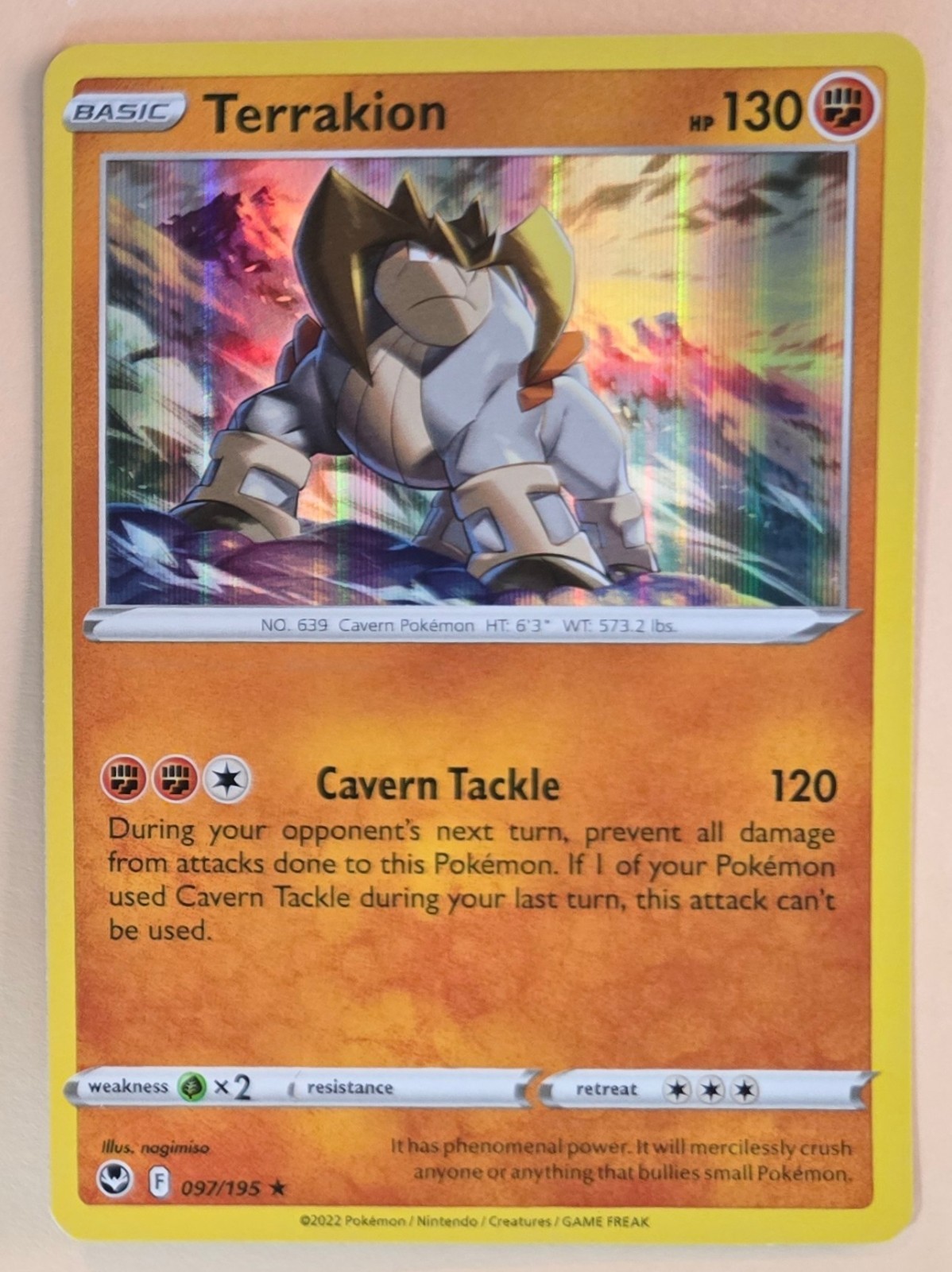 Terrakion 97/195 Pokemon TCG Sword & Shield Silver Tempest Holo